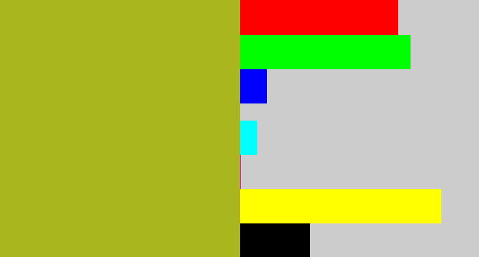 Hex color #a9b61d - pea
