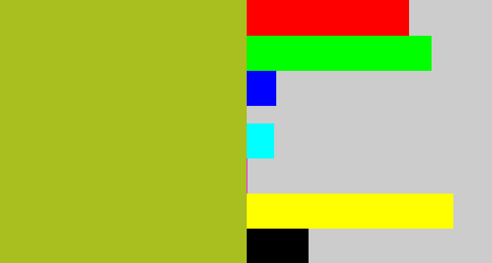 Hex color #a9be1f - pea