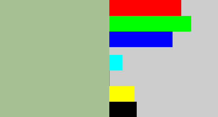 Hex color #a9c093 - bland