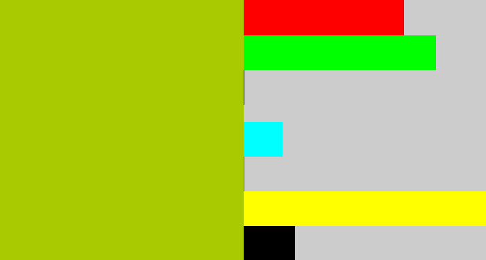 Hex color #a9ca00 - green/yellow
