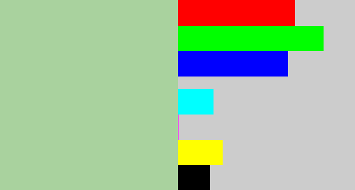 Hex color #a9d29e - light grey green