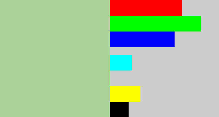 Hex color #a9d397 - light grey green