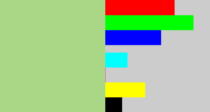 Hex color #a9d786 - pale olive green