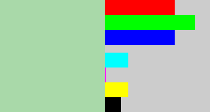 Hex color #a9d9a9 - light grey green