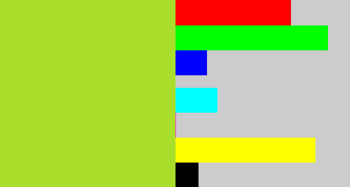 Hex color #a9de2d - yellowish green