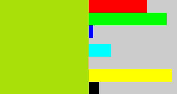 Hex color #a9e10d - yellowish green
