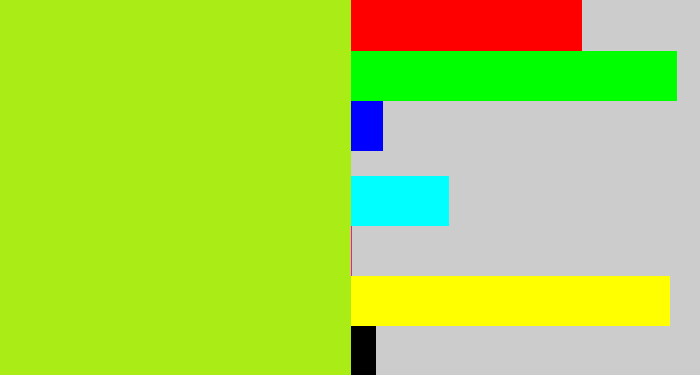 Hex color #a9ec16 - yellowish green