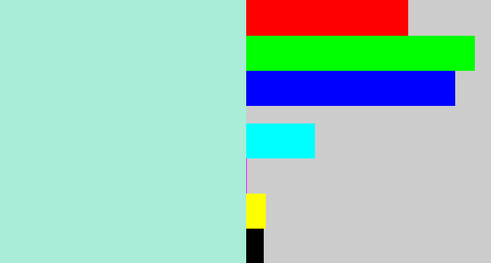 Hex color #a9ecd8 - pale turquoise