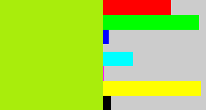 Hex color #a9ed0c - lemon green