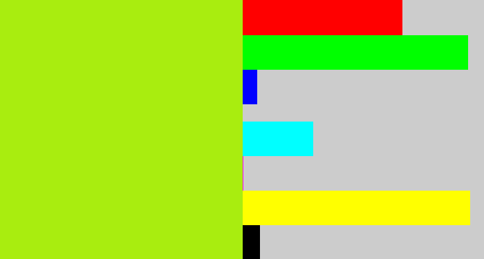 Hex color #a9ed0f - lemon green