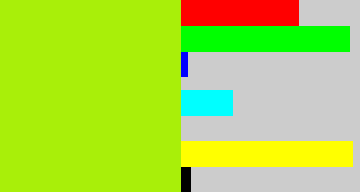 Hex color #a9ef09 - lemon green