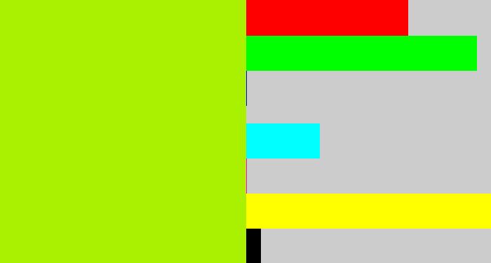 Hex color #a9f001 - lemon green