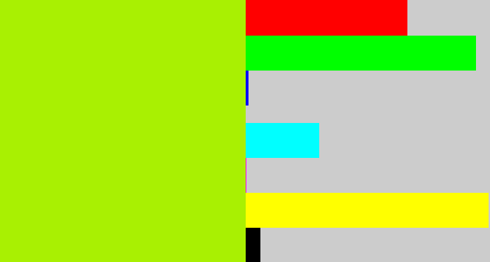 Hex color #a9f002 - lemon green