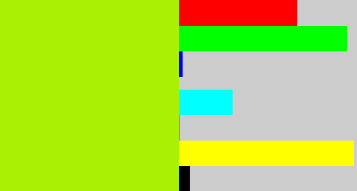Hex color #a9f004 - lemon green