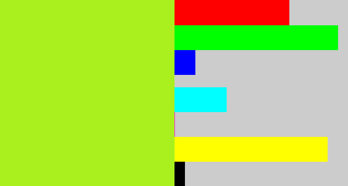 Hex color #a9f01e - yellowish green