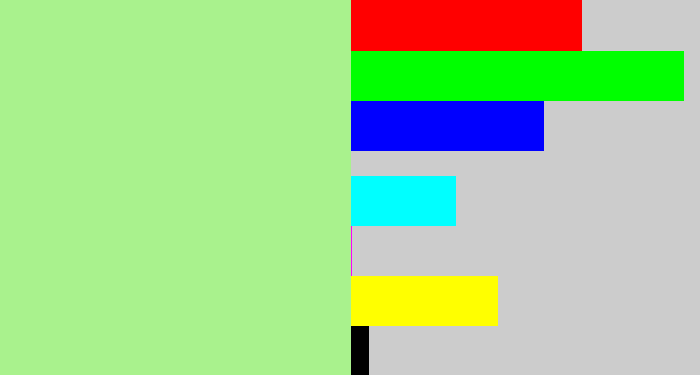 Hex color #a9f28d - pale light green