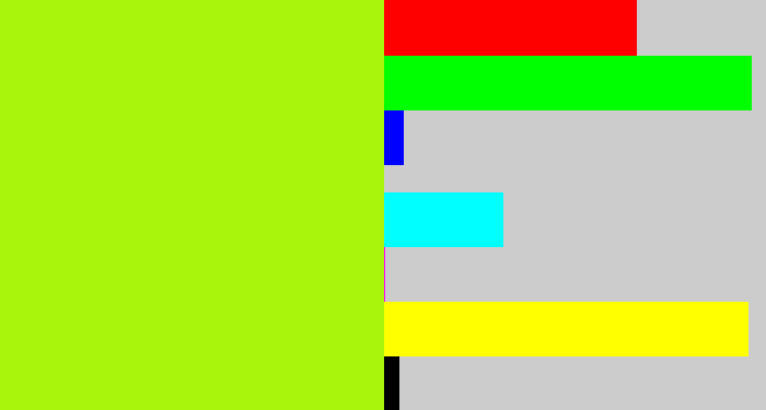Hex color #a9f60c - lemon green