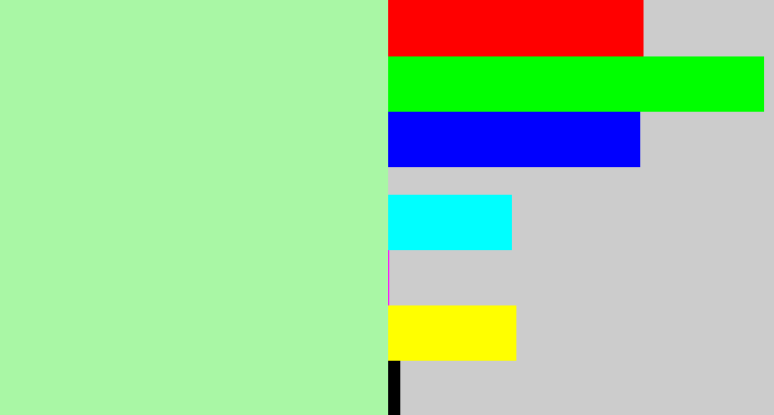 Hex color #a9f7a5 - light pastel green