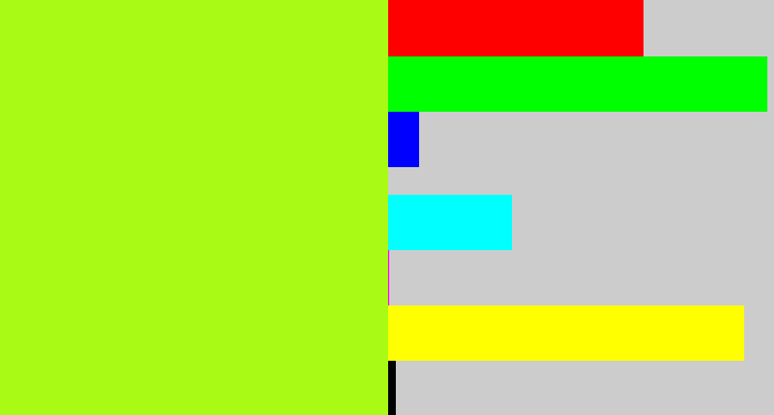 Hex color #a9fa14 - electric lime