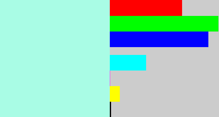 Hex color #a9fce5 - pale aqua