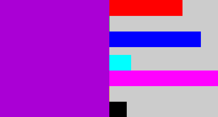 Hex color #aa00d5 - vibrant purple