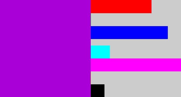 Hex color #aa00d8 - vibrant purple