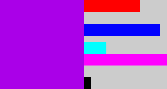 Hex color #aa00e8 - vibrant purple