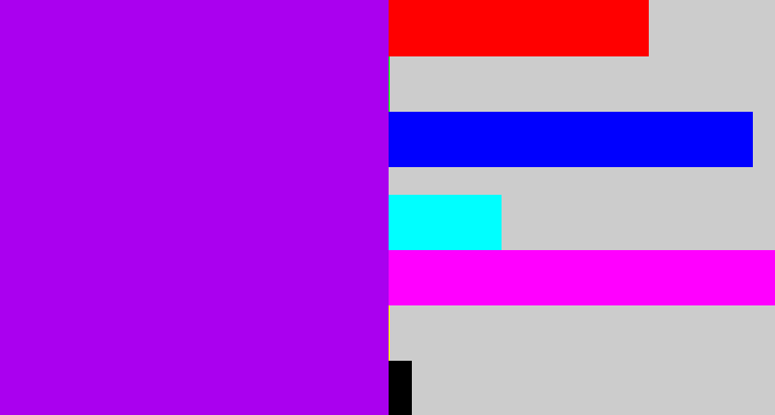 Hex color #aa00ef - bright violet