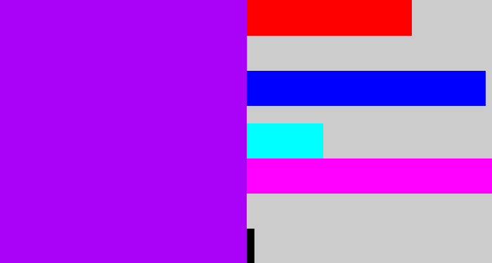 Hex color #aa01f8 - bright violet