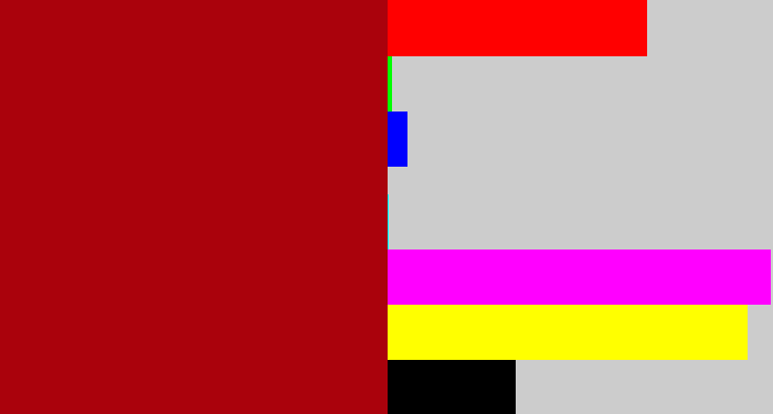 Hex color #aa020c - darkish red