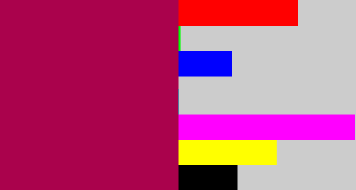 Hex color #aa024c - purplish red