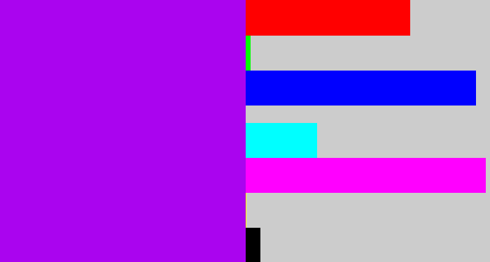 Hex color #aa04ef - bright violet