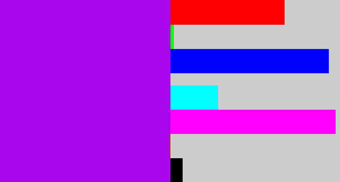 Hex color #aa06ec - vibrant purple