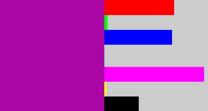 Hex color #aa07a6 - barney purple