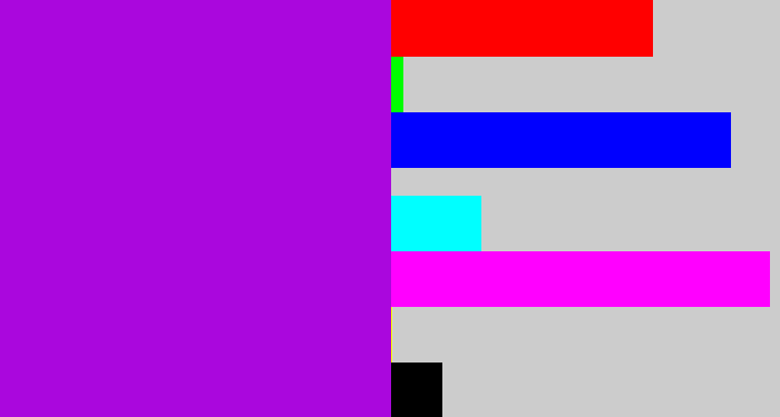 Hex color #aa07dd - vibrant purple