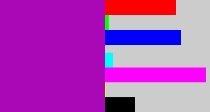 Hex color #aa08b7 - barney