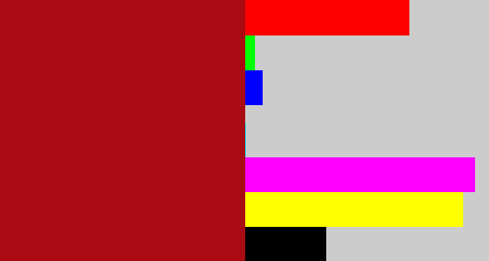 Hex color #aa0b13 - darkish red