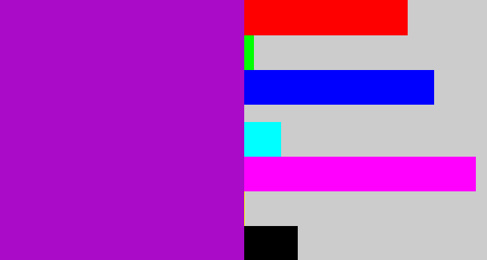 Hex color #aa0bc8 - vibrant purple