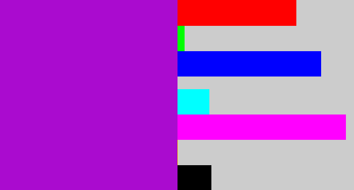 Hex color #aa0bcf - vibrant purple