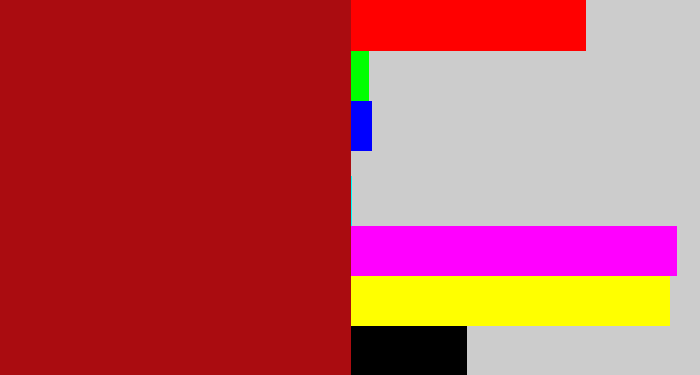 Hex color #aa0c10 - darkish red