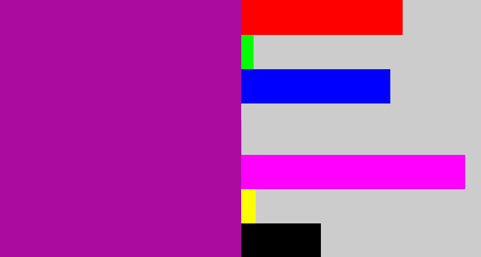 Hex color #aa0c9f - barney purple