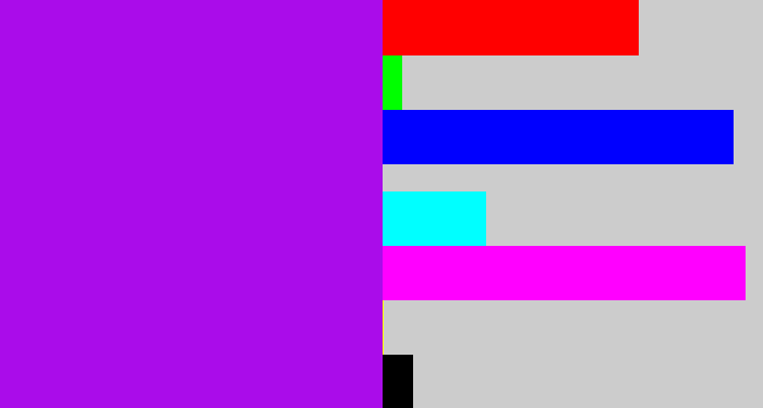 Hex color #aa0cea - vibrant purple