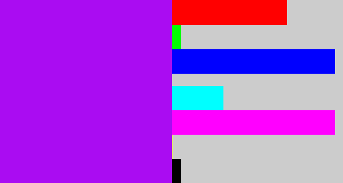 Hex color #aa0cf2 - bright violet