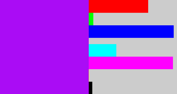 Hex color #aa0cf5 - bright violet