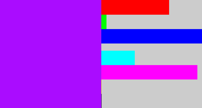 Hex color #aa0cff - bright violet