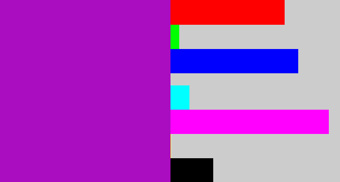 Hex color #aa0dc0 - barney