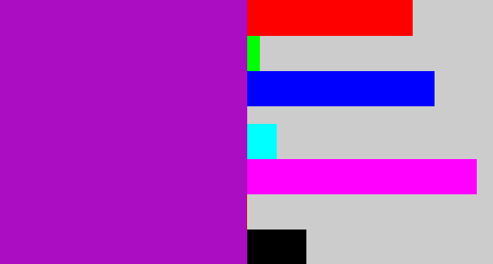 Hex color #aa0dc2 - barney