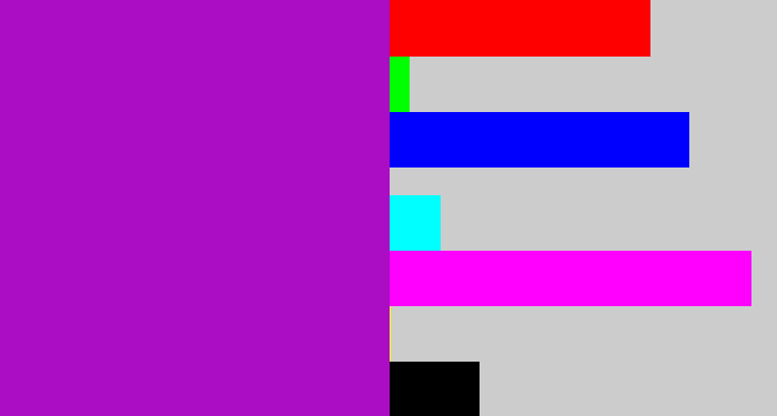 Hex color #aa0dc4 - barney