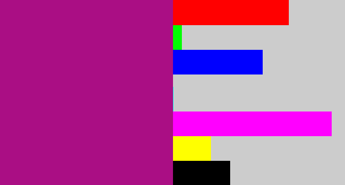 Hex color #aa0e84 - barney purple