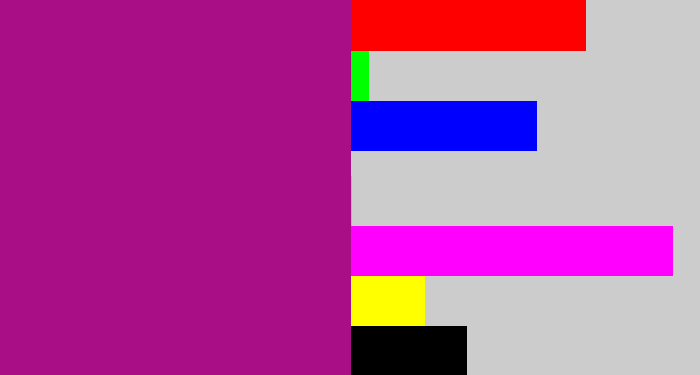 Hex color #aa0e86 - barney purple